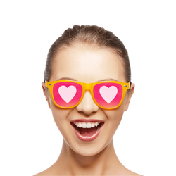 Girl with heart glasses