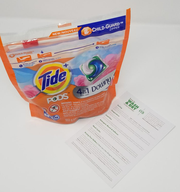 Tide Pods with wash and dry instructions